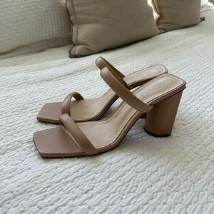 SCHUTZ Beige Block Heel Sandals
